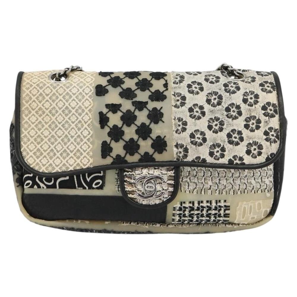 Chanel Chain Shoulder Bag Gray Synthetic